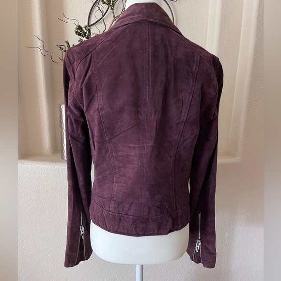BlankNYC Purple Suede Leather Moto Jacket Full Zip Biker Motorcycle Womens M - Picture 2 of 11